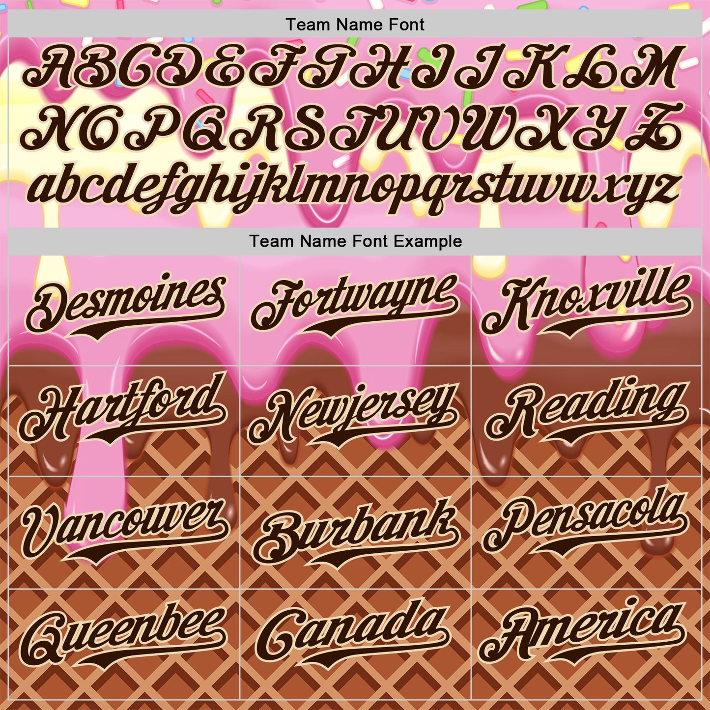 Custom Light Pink Brown-Cream Foodie Food Dessert Melting Cream Waffle Grid Authentic Baseball Jersey