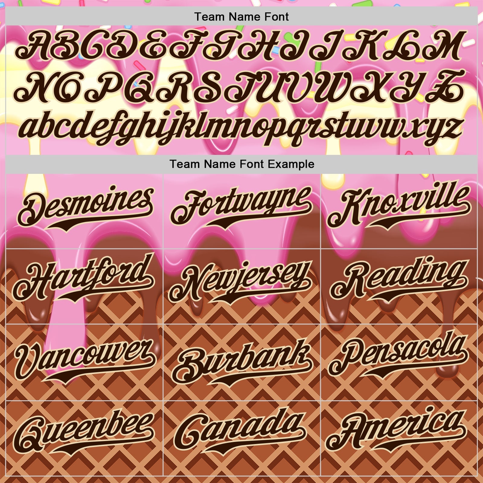 Custom Light Pink Brown-Cream Foodie Food Dessert Melting Cream Waffle Grid Authentic Baseball Jersey