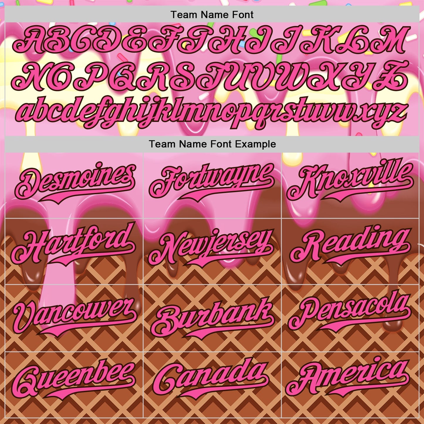 Custom Light Pink Pink Yellow-Brown Foodie Food Dessert Melting Cream Waffle Grid Authentic Baseball Jersey