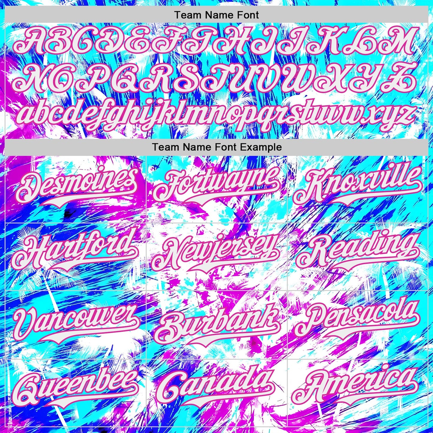 Custom Ice Blue White Blue-Deep Pink Cyber Tropical Palm Trees Music Festival Authentic Baseball Jersey
