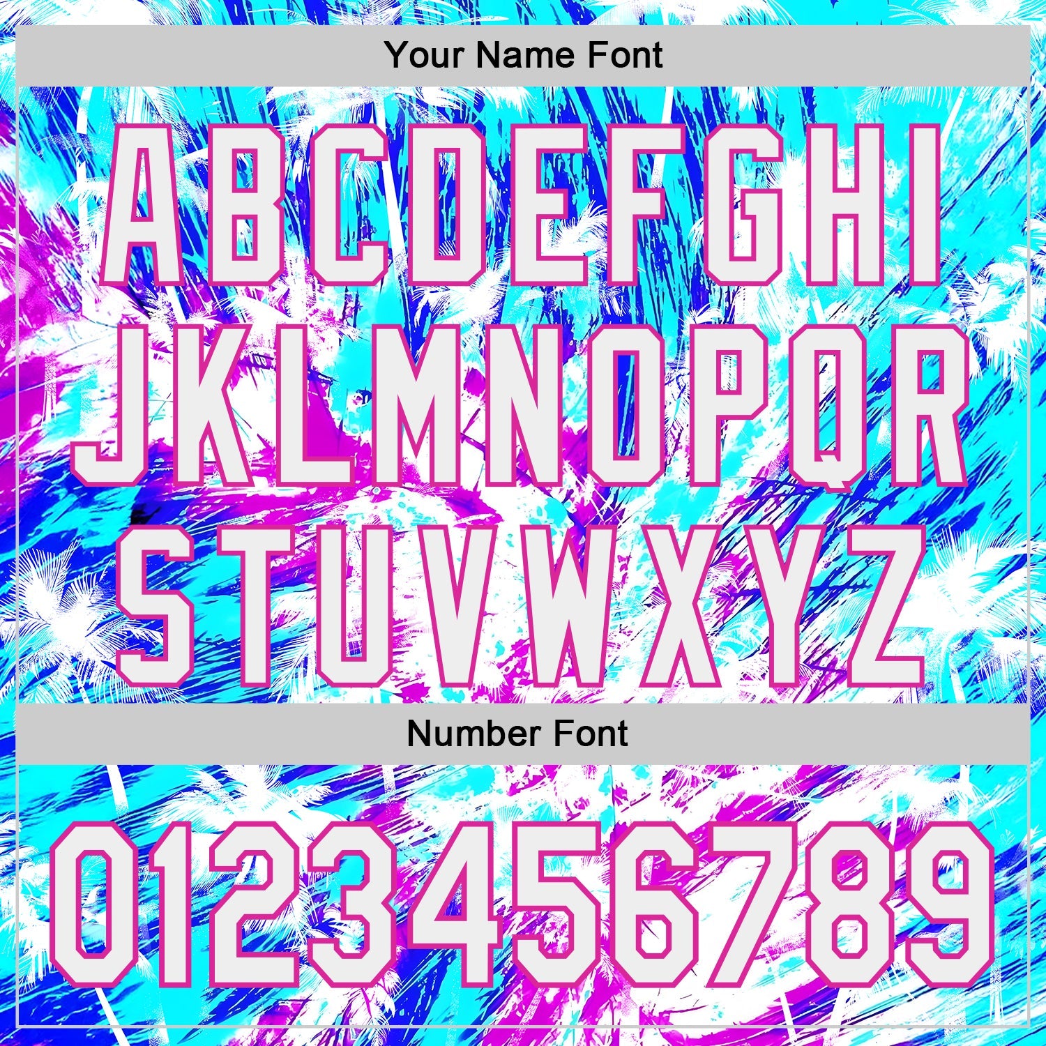 Custom Ice Blue White Blue-Deep Pink Cyber Tropical Palm Trees Music Festival Authentic Baseball Jersey