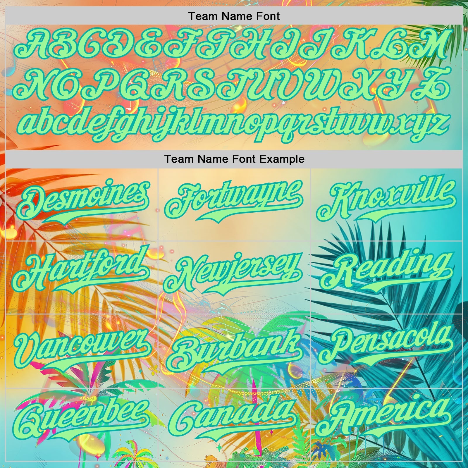 Custom Yellow Pea Green-Aqua Cyber Tropical Palm Trees Music Festival Authentic Baseball Jersey