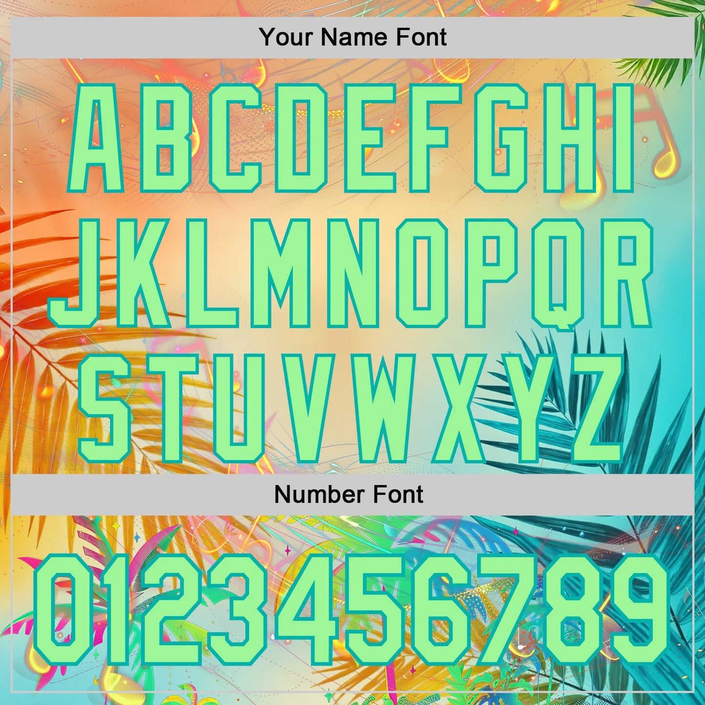 Custom Yellow Pea Green-Aqua Cyber Tropical Palm Trees Music Festival Authentic Baseball Jersey