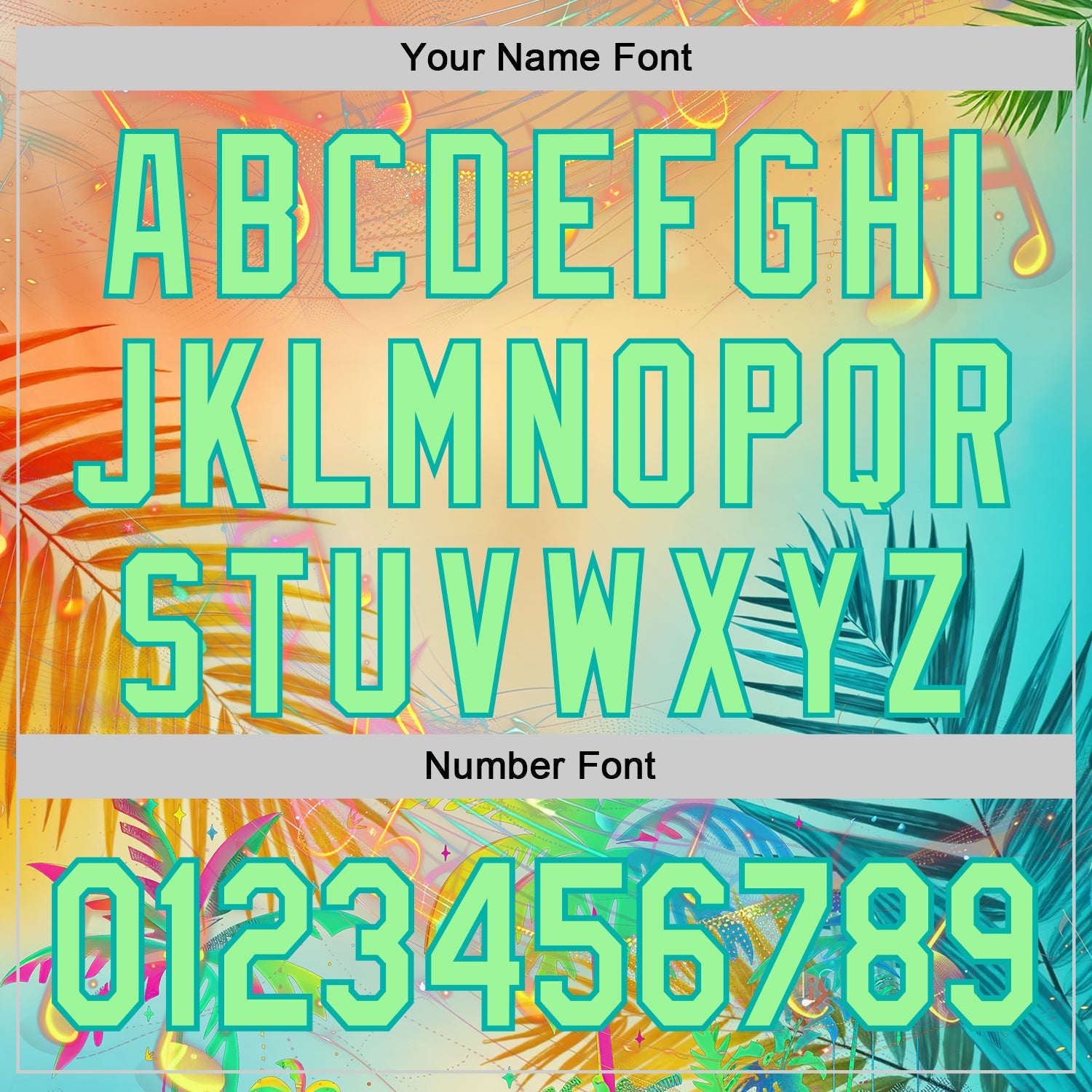 Custom Yellow Pea Green-Aqua Cyber Tropical Palm Trees Music Festival Authentic Baseball Jersey