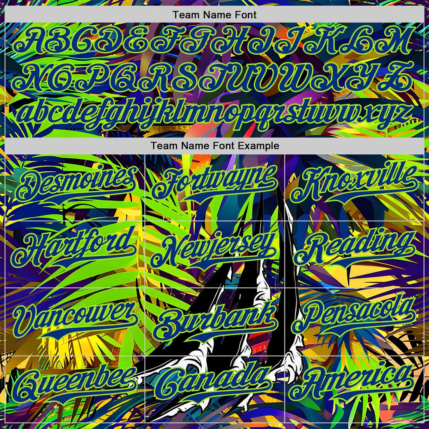 Custom Black Royal-Neon Green Cyber Tropical Palm Trees Music Festival Claw Marks Authentic Baseball Jersey