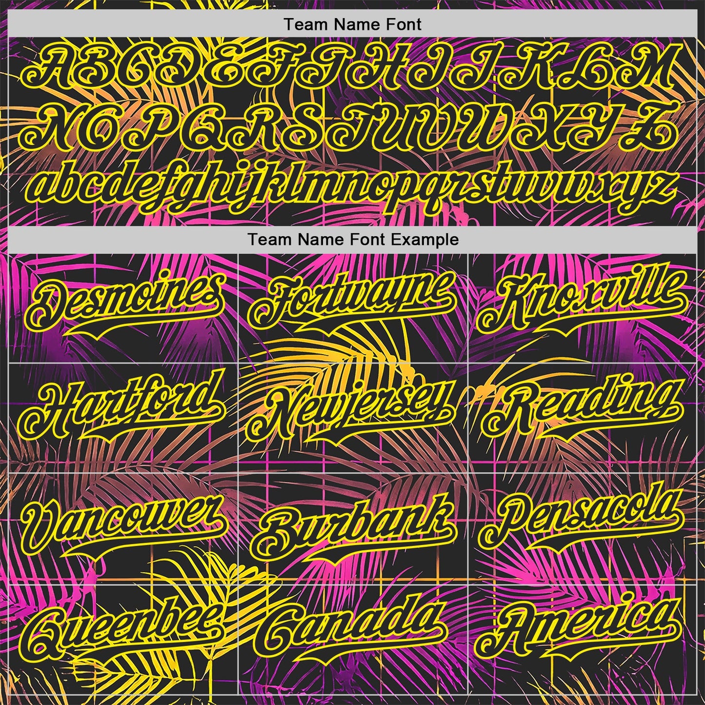 Custom Black Purple-Light Yellow Cyber Tropical Palm Trees Music Festival Authentic Baseball Jersey