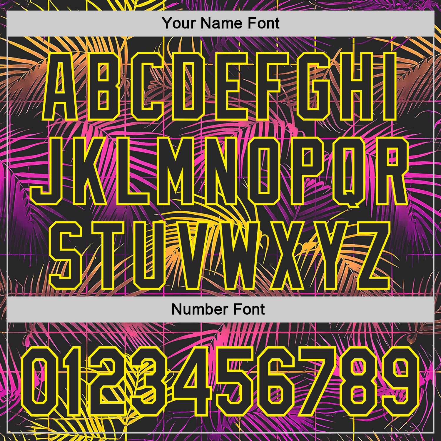Custom Black Purple-Light Yellow Cyber Tropical Palm Trees Music Festival Authentic Baseball Jersey