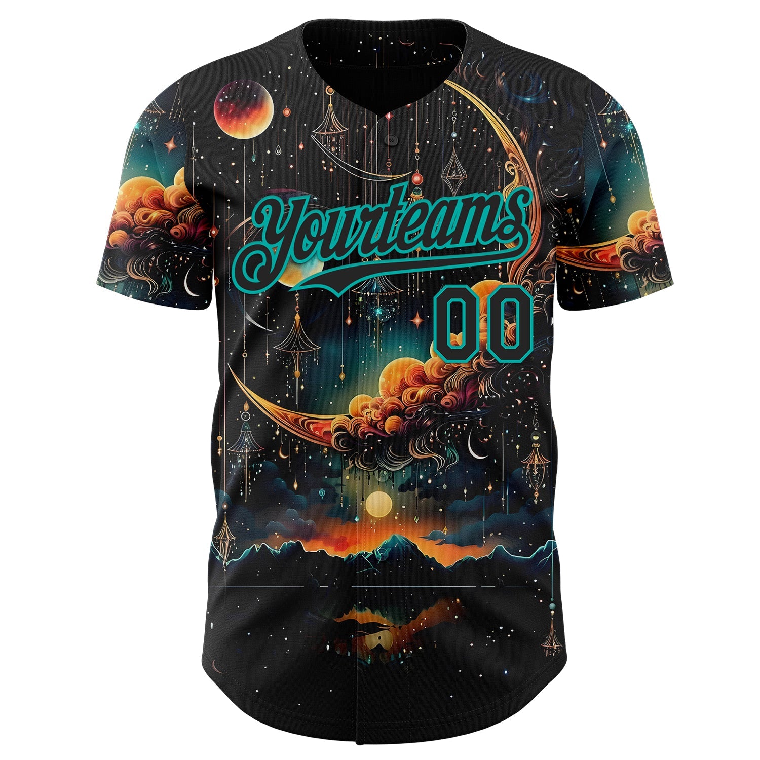 Custom Black-Aqua Galaxy Star Nebula Authentic Baseball Jersey