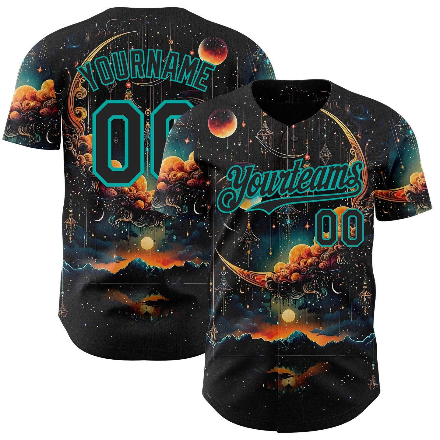 Custom Black-Aqua Galaxy Star Nebula Authentic Baseball Jersey