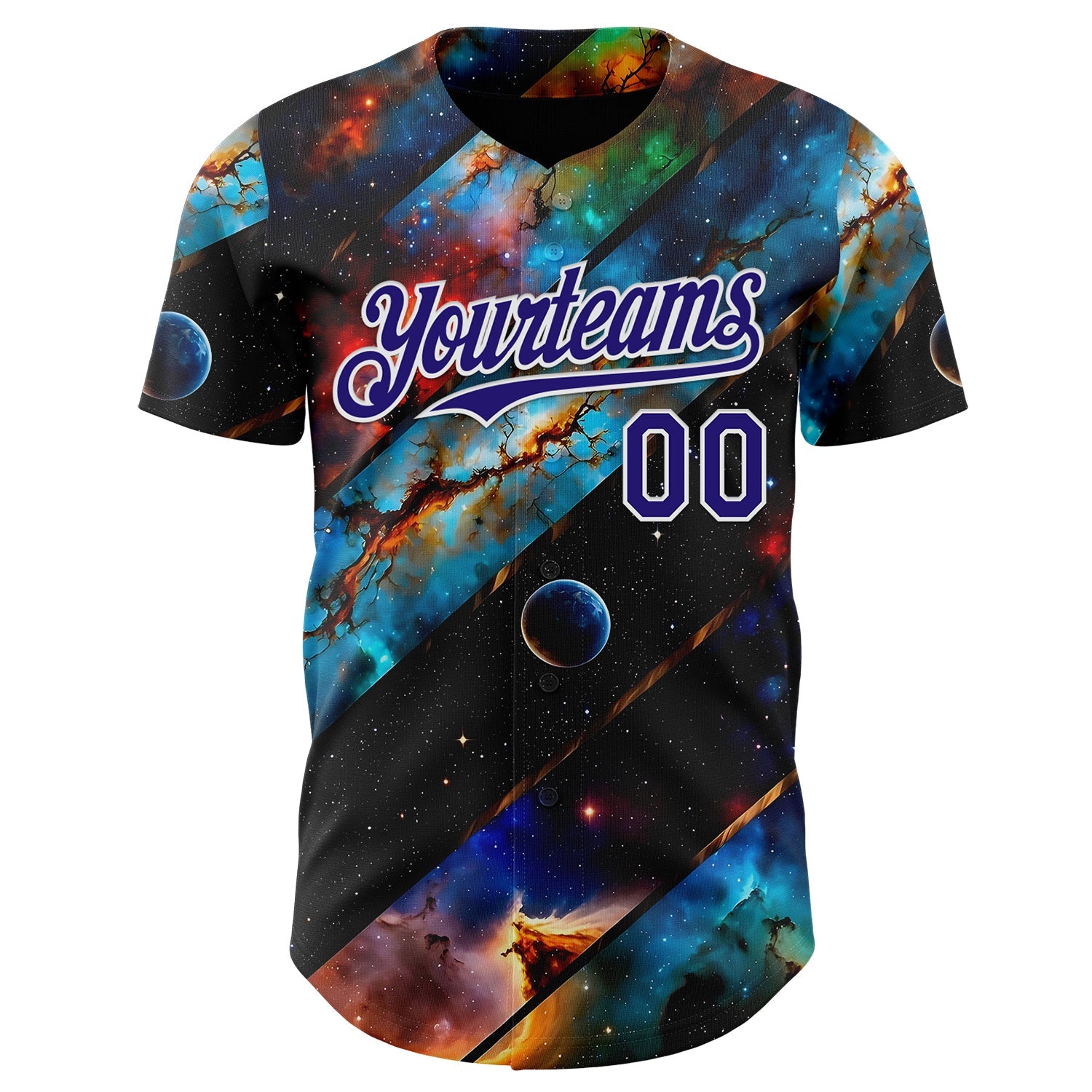 Custom Black Dark Purple-White Galaxy Star Nebula Authentic Baseball Jersey