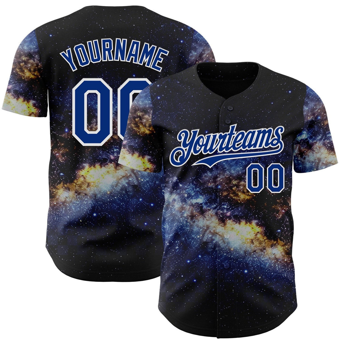 Custom Black Royal-White Galaxy Star Nebula Authentic Baseball Jersey