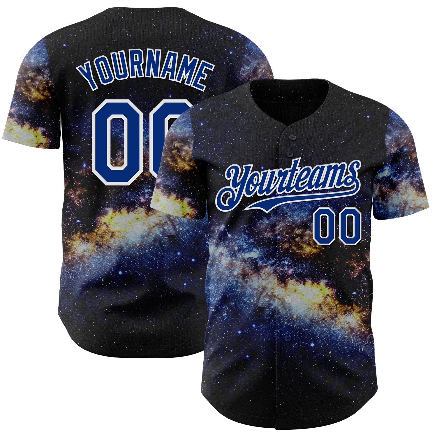 Custom Black Royal-White Galaxy Star Nebula Authentic Baseball Jersey