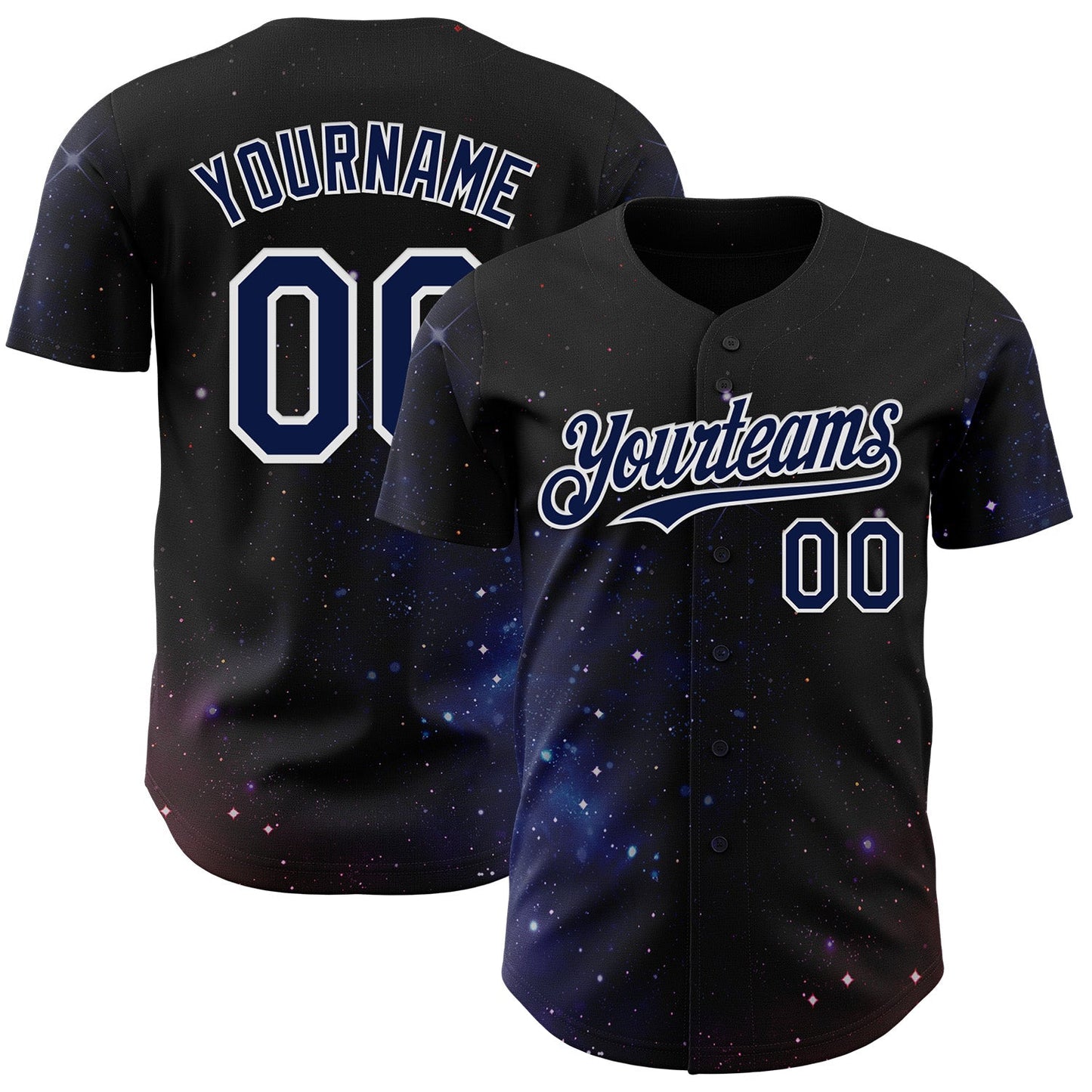 Custom Black Navy-White Galaxy Star Authentic Baseball Jersey