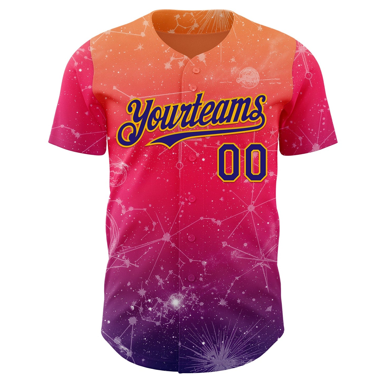 Custom Orange Dark Purple Red-Gold Galaxy Star Authentic Baseball Jersey