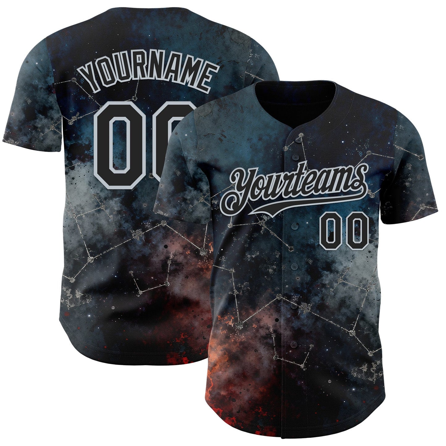 Custom Navy Black-Silver Galaxy Star Nebula Authentic Baseball Jersey