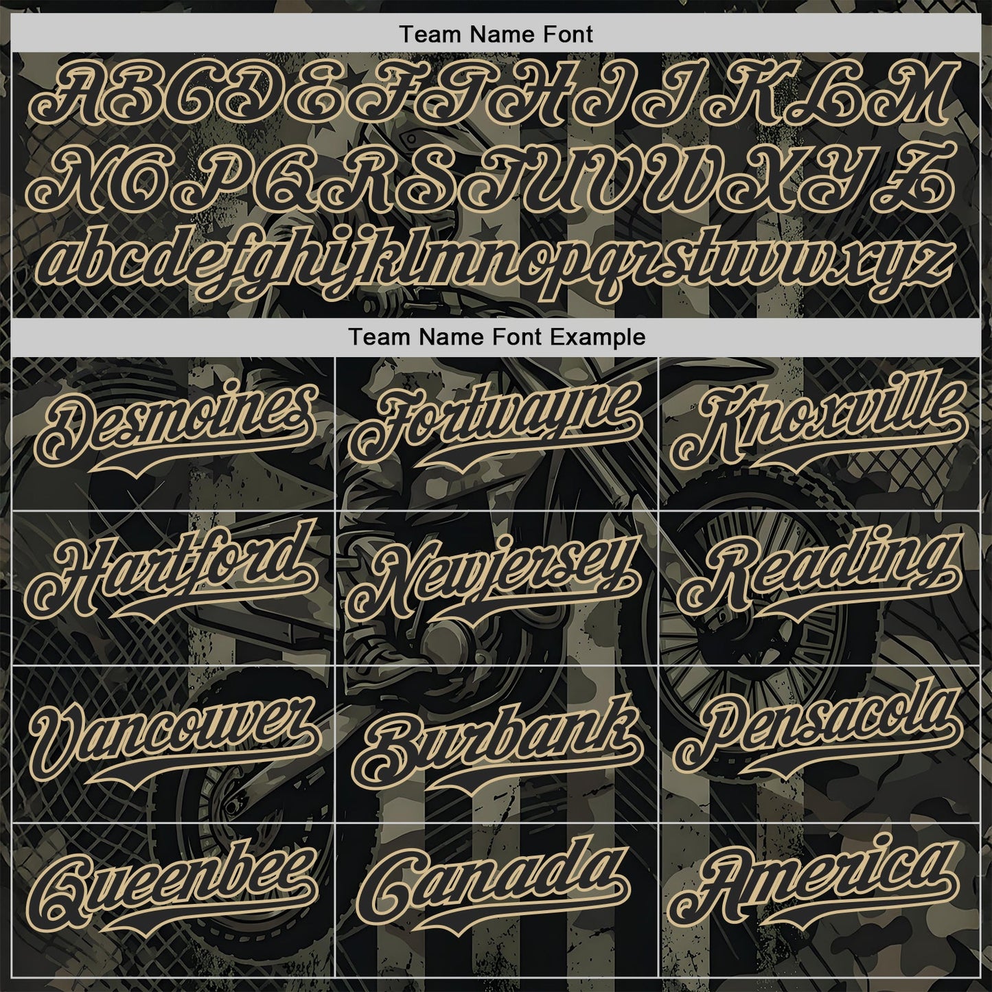 Custom Camo Black-Vegas Gold 3D Pattern Design Motorcycle Motocross Authentic Baseball Jersey