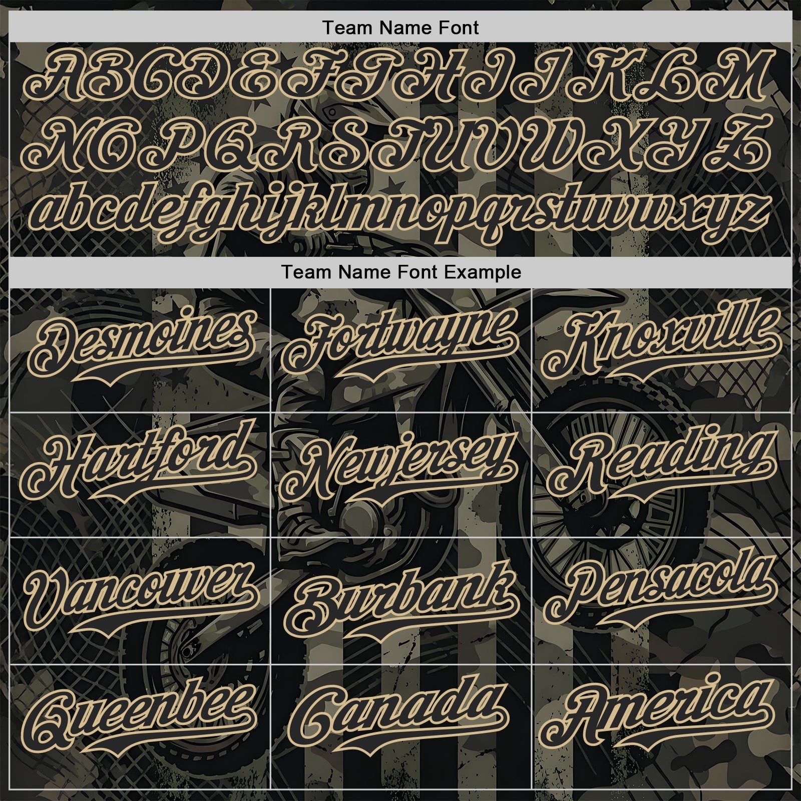 Custom Camo Black-Vegas Gold 3D Pattern Design Motorcycle Motocross Authentic Baseball Jersey
