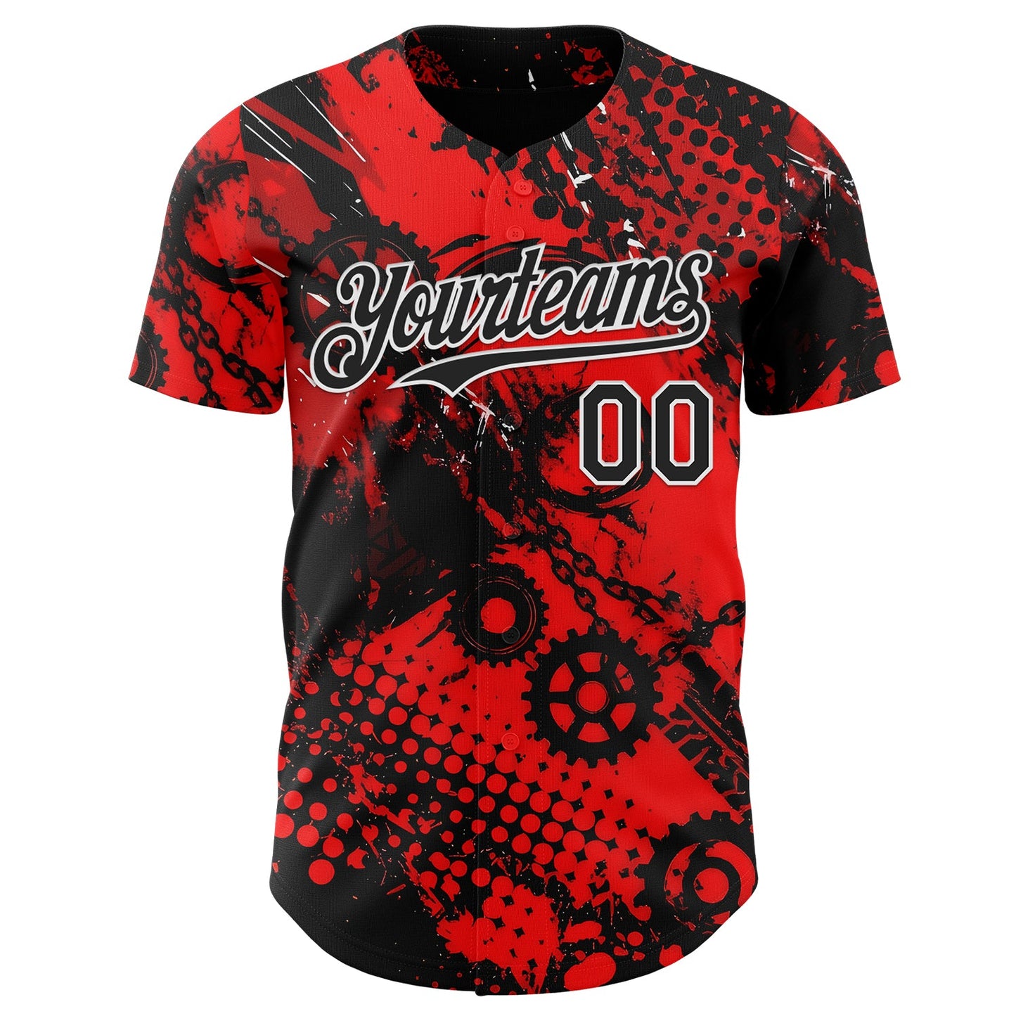 Custom Red Black-White 3D Pattern Design Motorcycle Motocross Halftone Dot Authentic Baseball Jersey