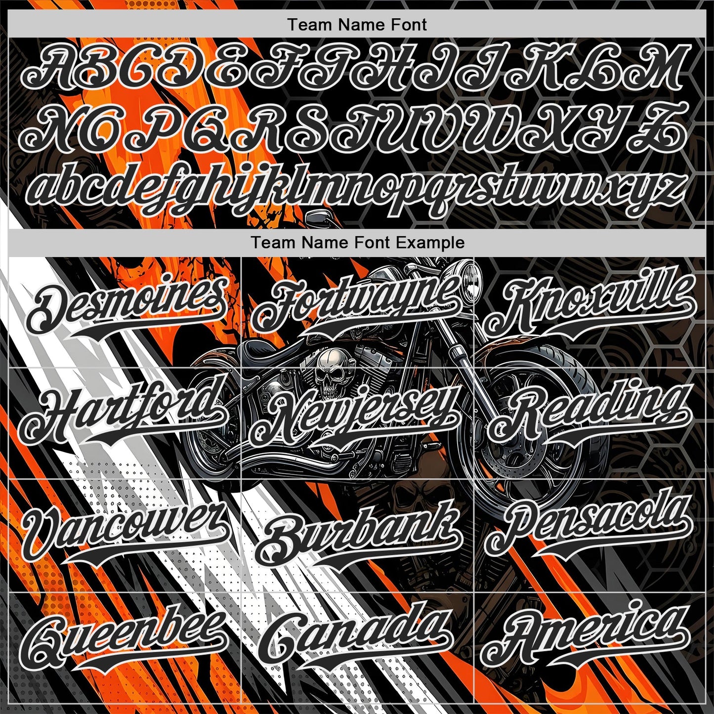 Custom Black Orange Gray-White 3D Pattern Design Motorcycle Motocross Skull Authentic Baseball Jersey