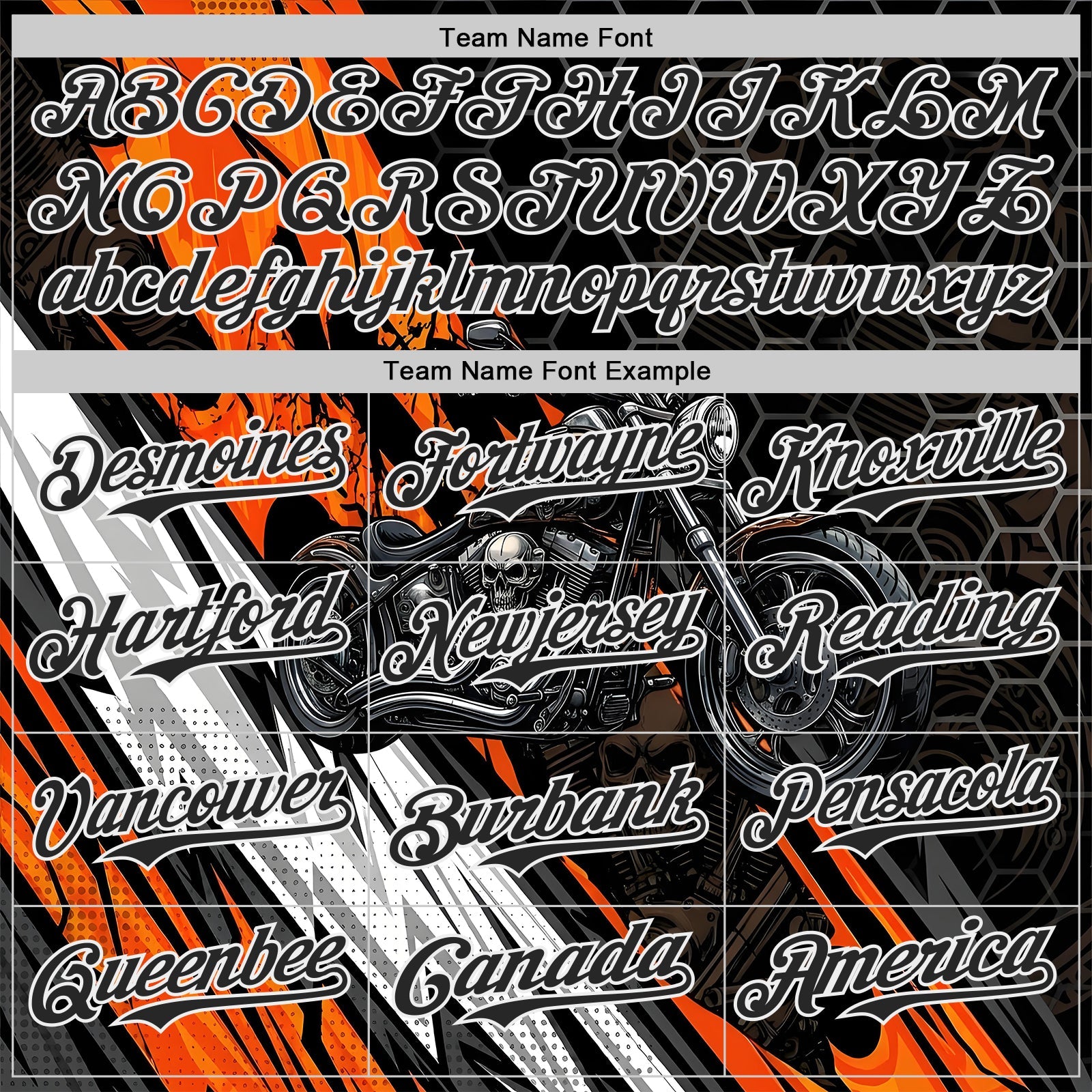 Custom Black Orange Gray-White 3D Pattern Design Motorcycle Motocross Skull Authentic Baseball Jersey