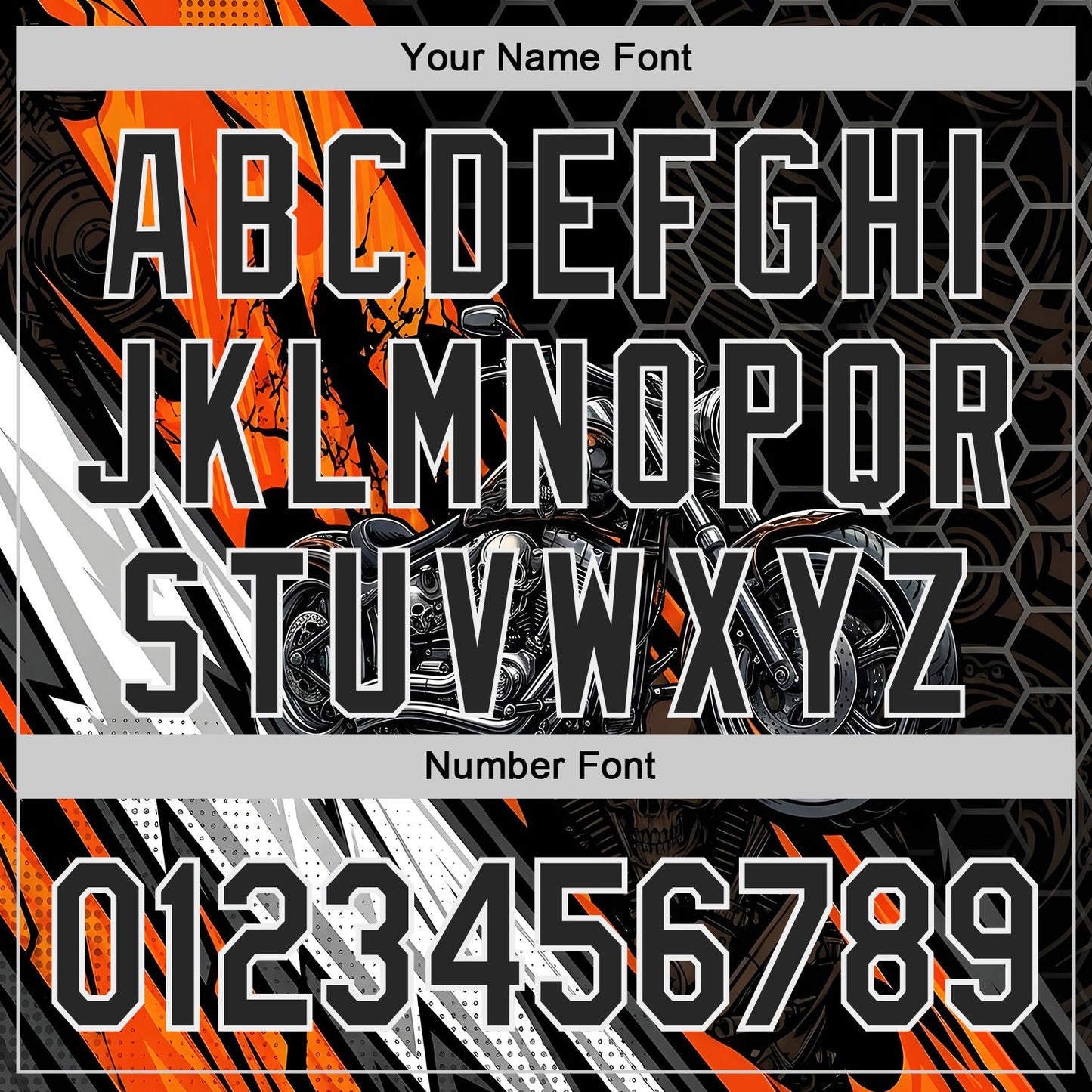 Custom Black Orange Gray-White 3D Pattern Design Motorcycle Motocross Skull Authentic Baseball Jersey