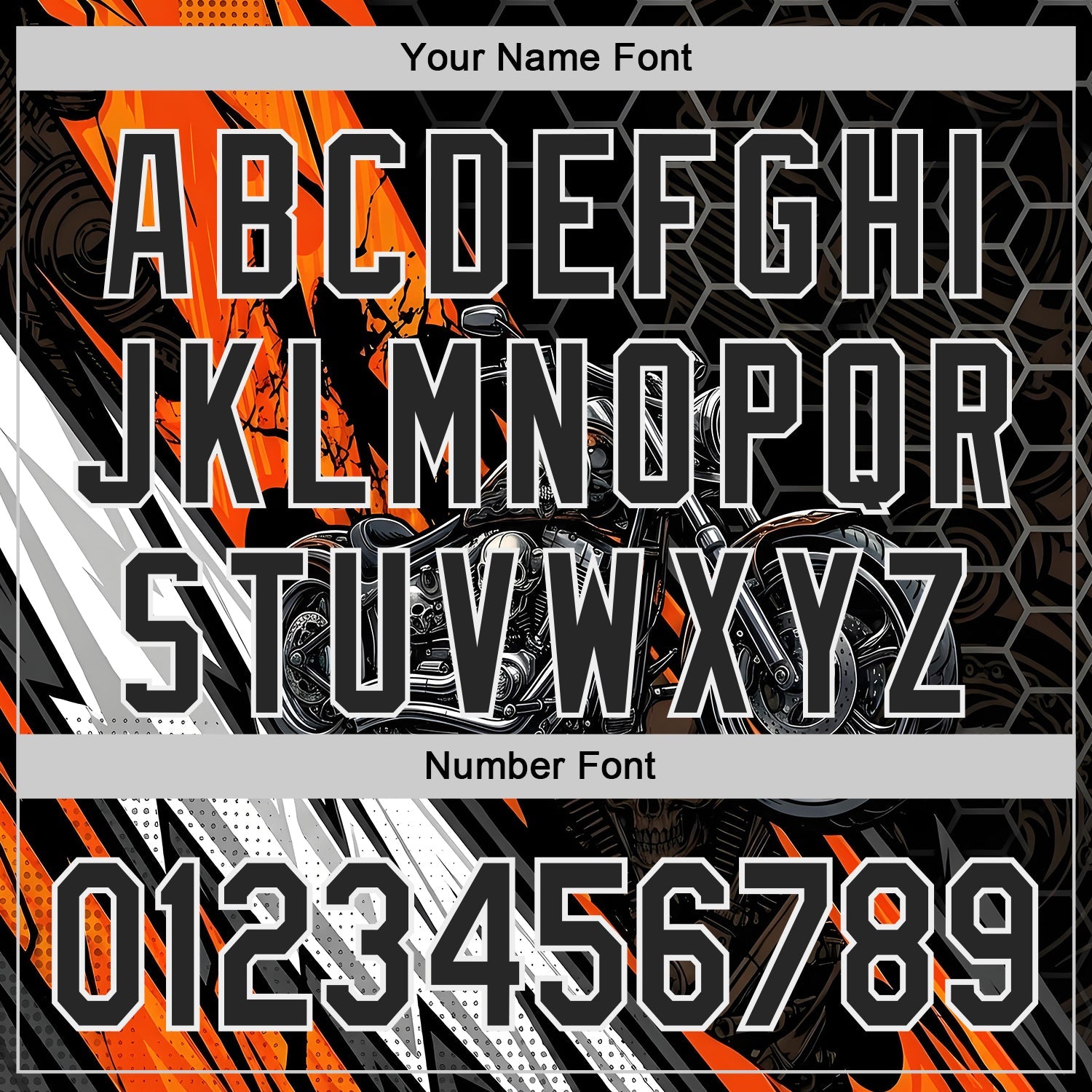 Custom Black Orange Gray-White 3D Pattern Design Motorcycle Motocross Skull Authentic Baseball Jersey