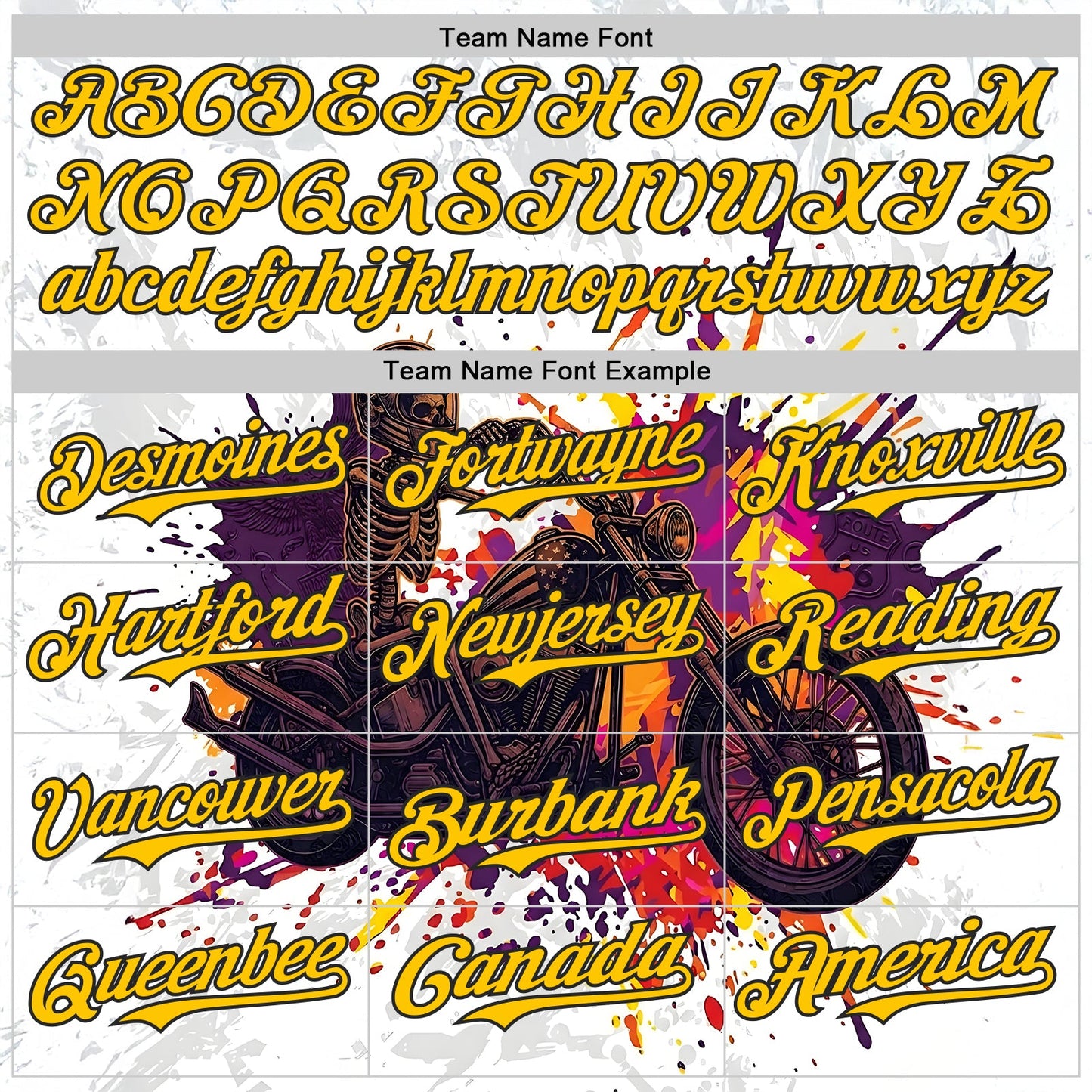 Custom White Yellow-Black 3D Pattern Design Motorcycle Motocross Skull Authentic Baseball Jersey