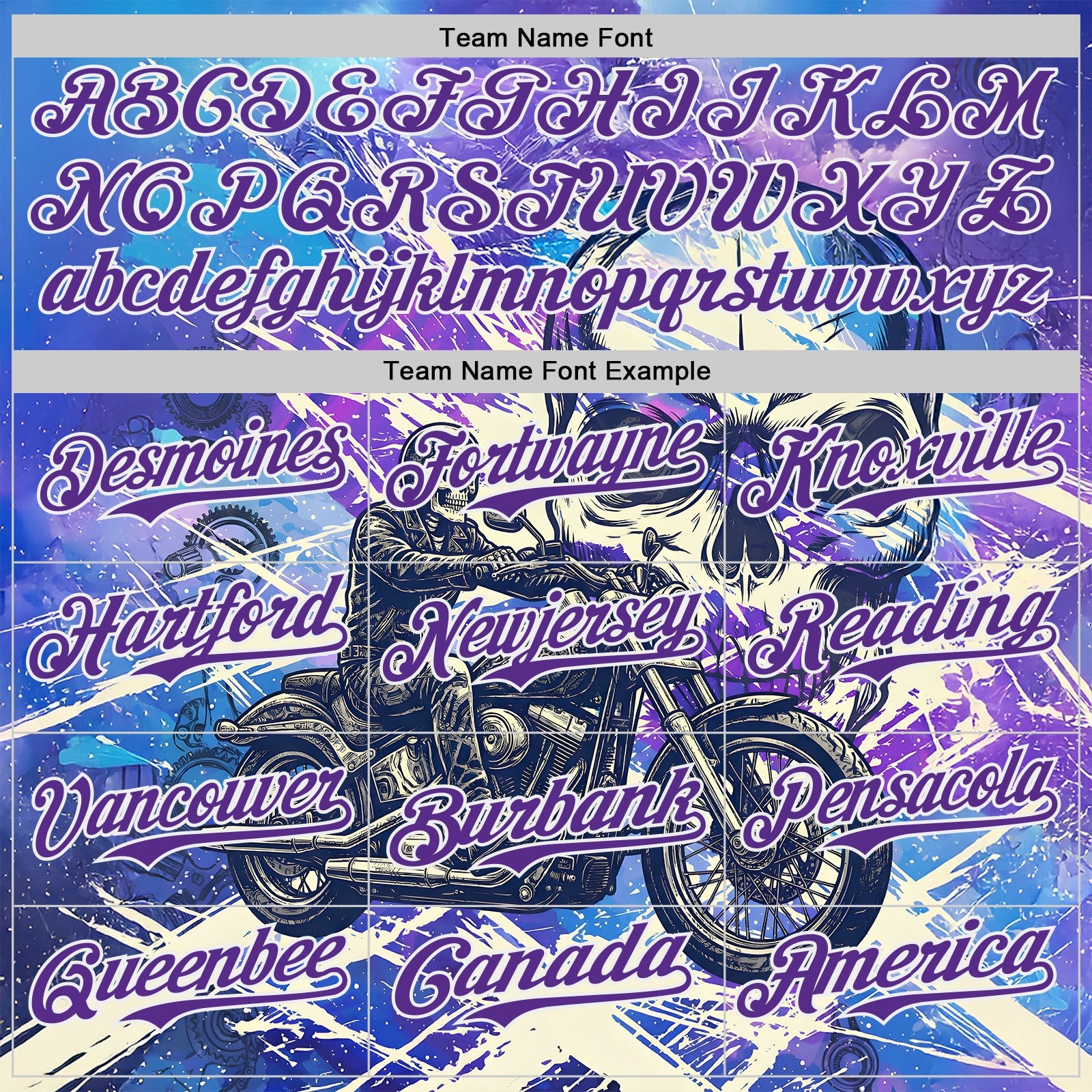 Custom Purple Cream-White 3D Pattern Design Motorcycle Motocross Skull Authentic Baseball Jersey