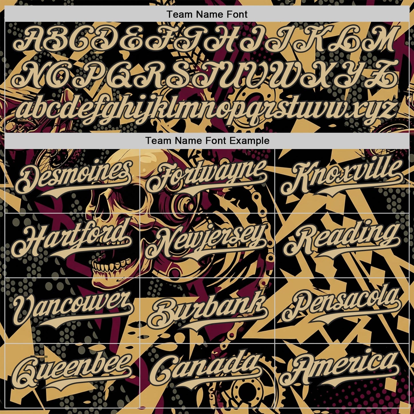 Custom Black Vegas Gold Old Gold-Red 3D Pattern Design Motorcycle Motocross Skull Authentic Baseball Jersey