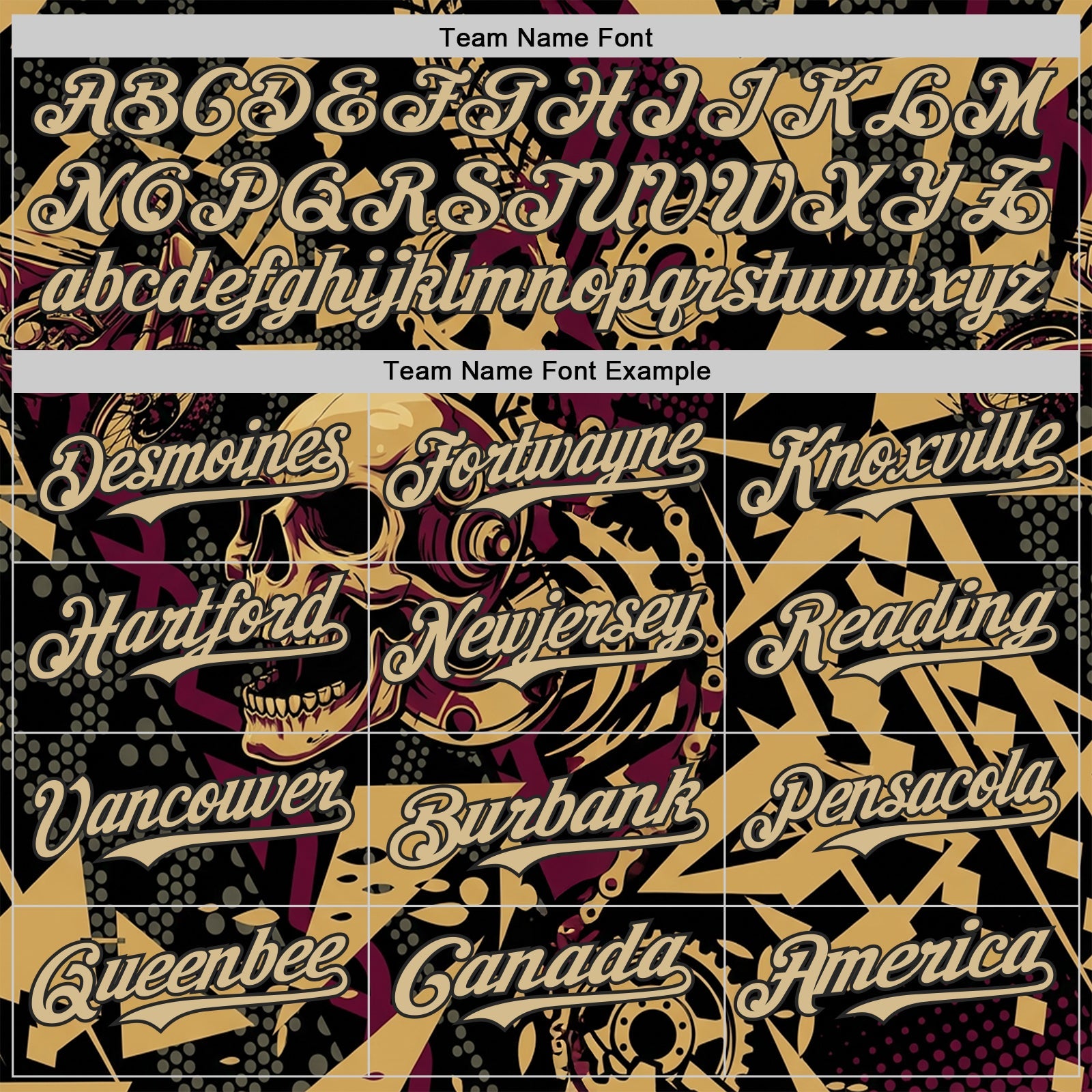Custom Black Vegas Gold Old Gold-Red 3D Pattern Design Motorcycle Motocross Skull Authentic Baseball Jersey