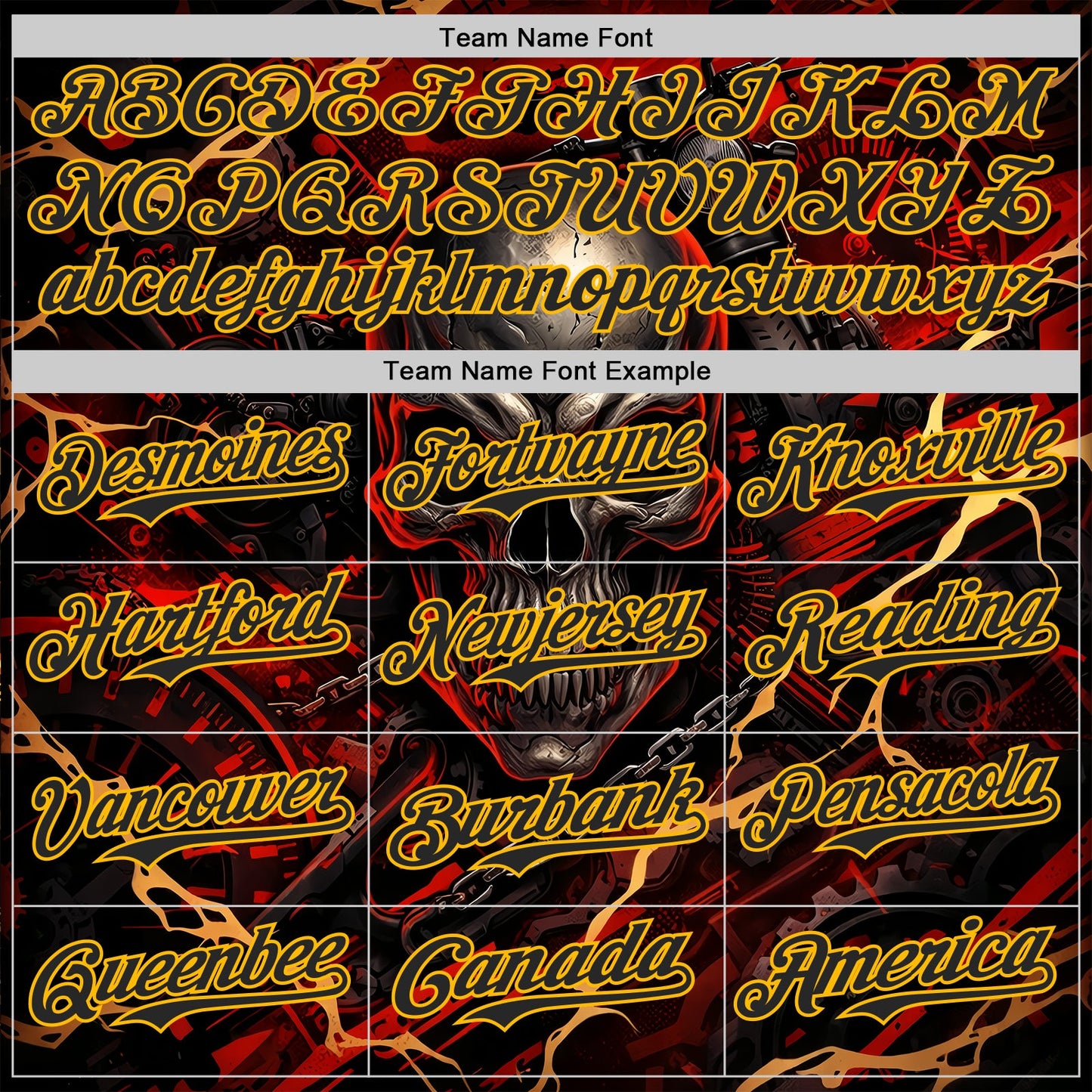 Custom Black Red-Gold 3D Pattern Design Motorcycle Motocross Skull Authentic Baseball Jersey