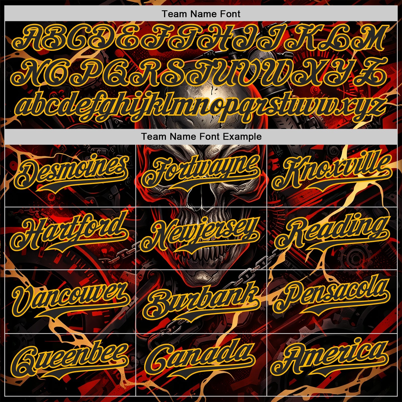 Custom Black Red-Gold 3D Pattern Design Motorcycle Motocross Skull Authentic Baseball Jersey
