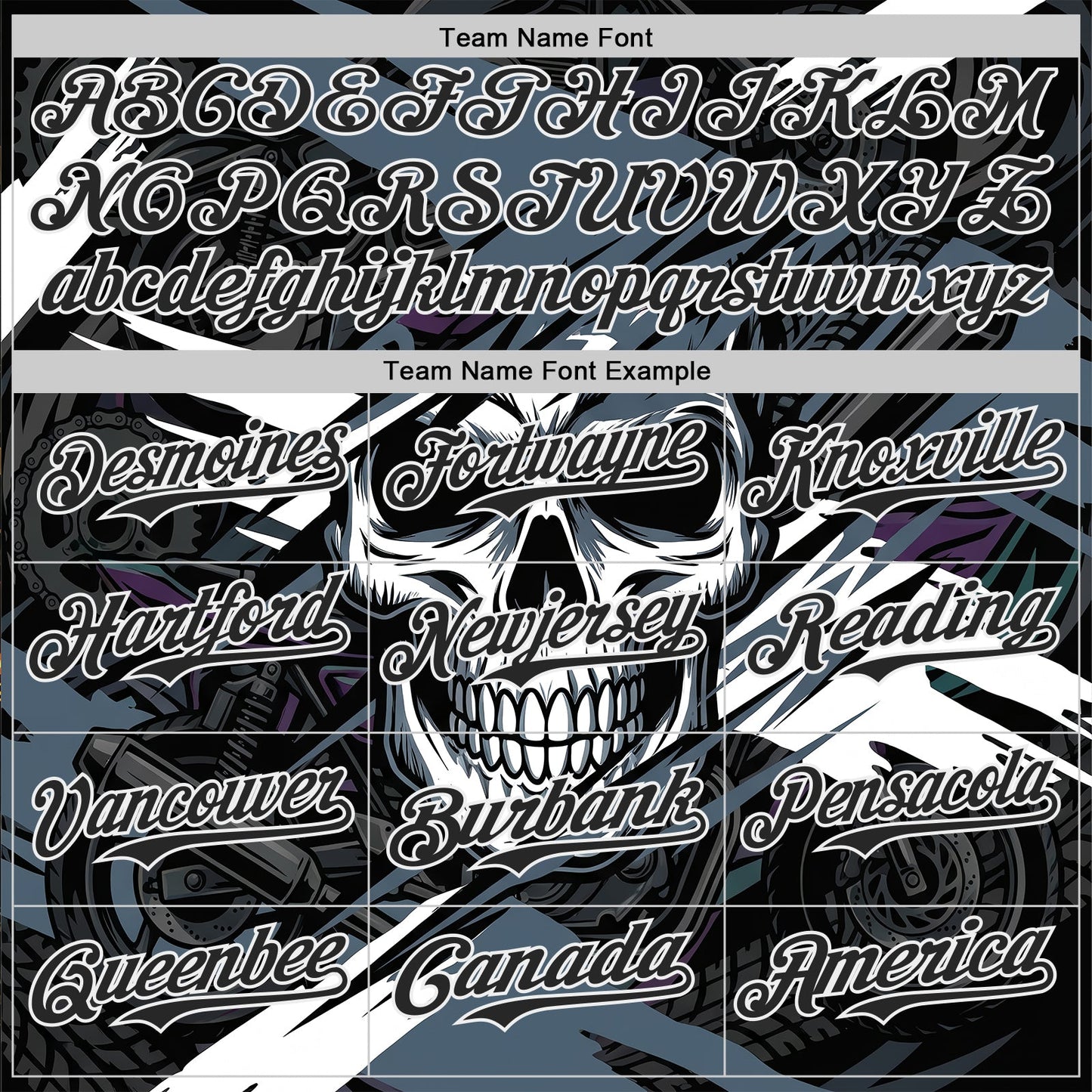Custom Black Blue-White 3D Pattern Design Motorcycle Motocross Skull Authentic Baseball Jersey