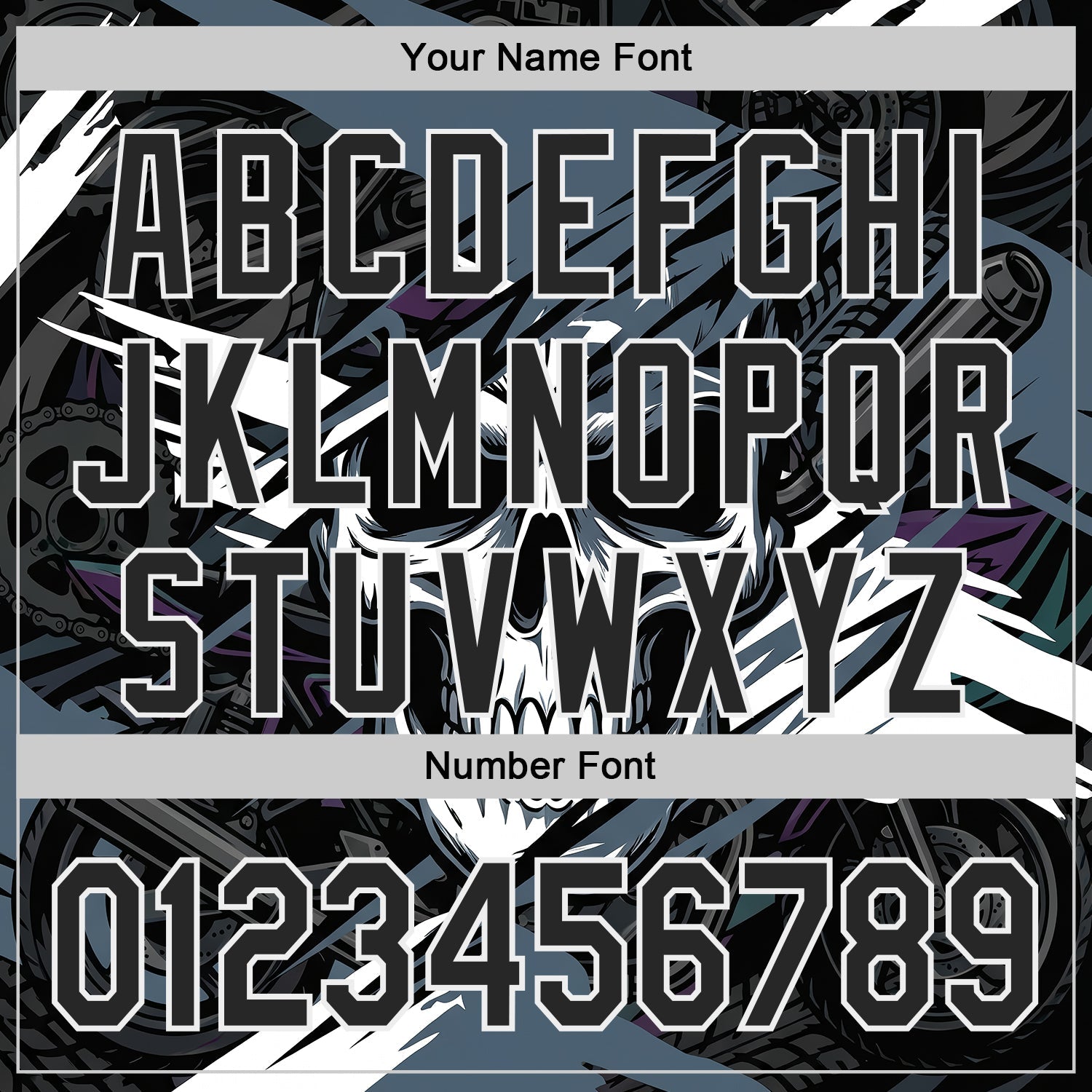 Custom Black Blue-White 3D Pattern Design Motorcycle Motocross Skull Authentic Baseball Jersey