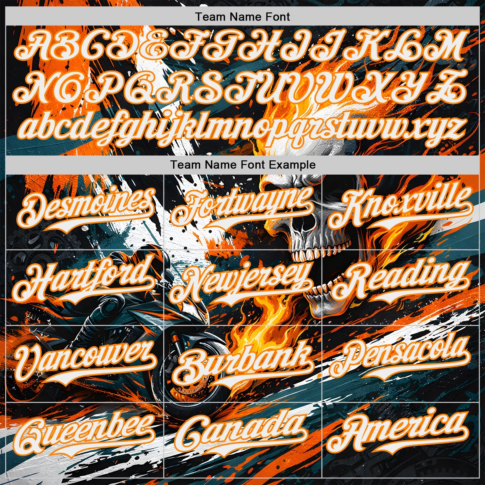 Custom Black White Red-Bay Orange 3D Pattern Design Motorcycle Motocross Skull Flame Authentic Baseball Jersey