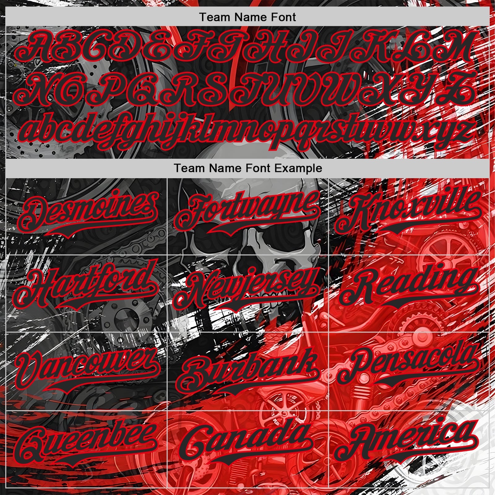 Custom Black-Fire Red 3D Pattern Design Motorcycle Motocross Skull Authentic Baseball Jersey