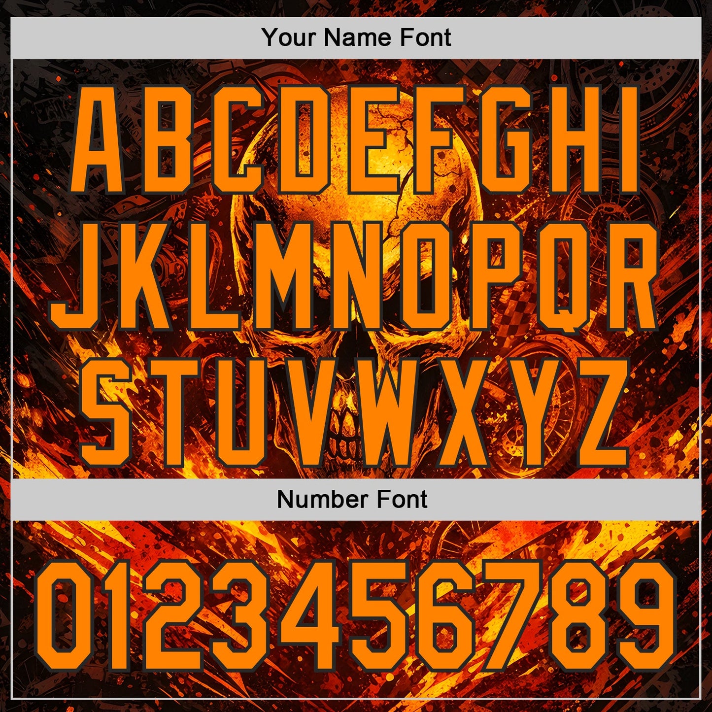 Custom Black-Bay Orange 3D Pattern Design Motorcycle Motocross Skull Flame Authentic Baseball Jersey