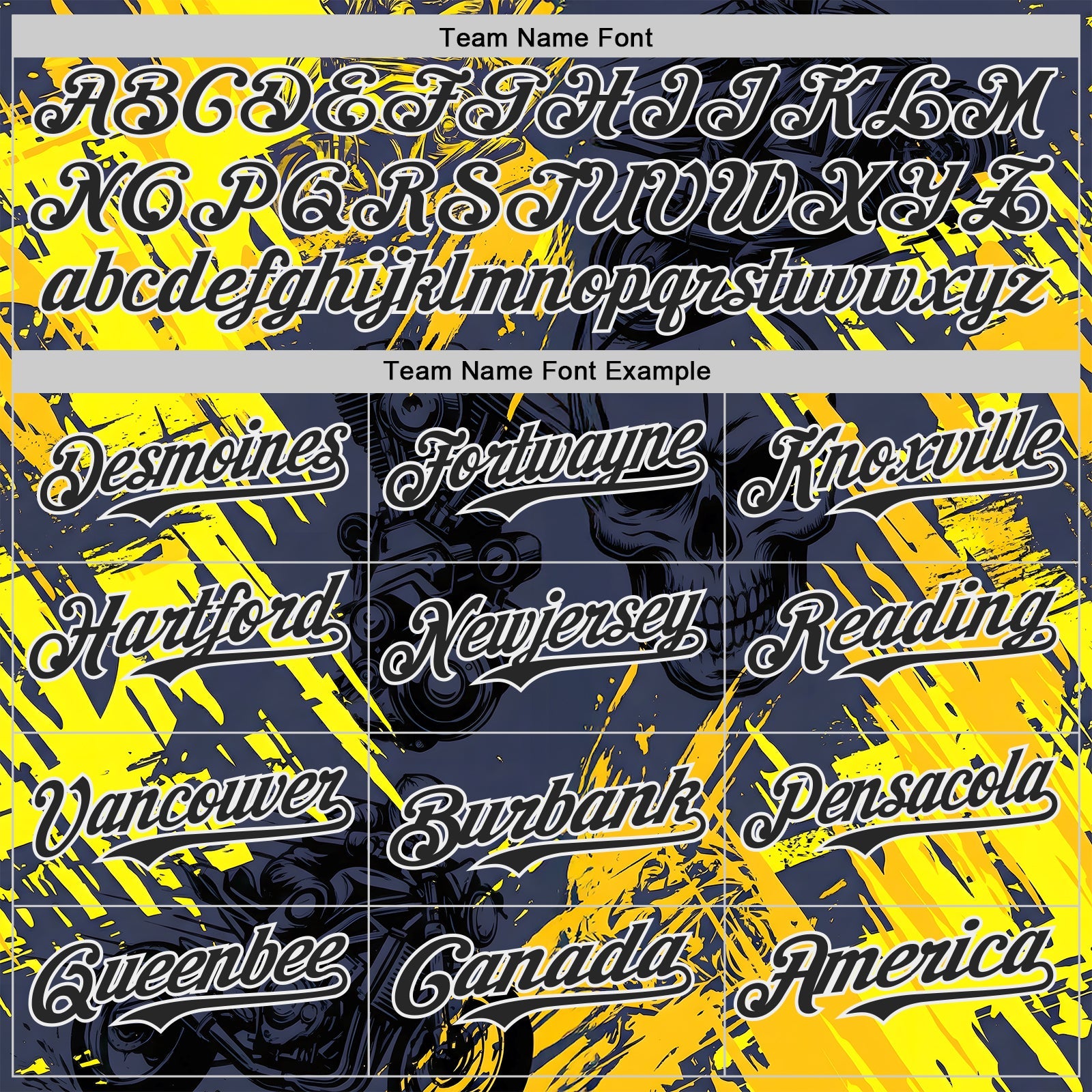 Custom Navy Black Yellow-White 3D Pattern Design Motorcycle Motocross Skull Authentic Baseball Jersey