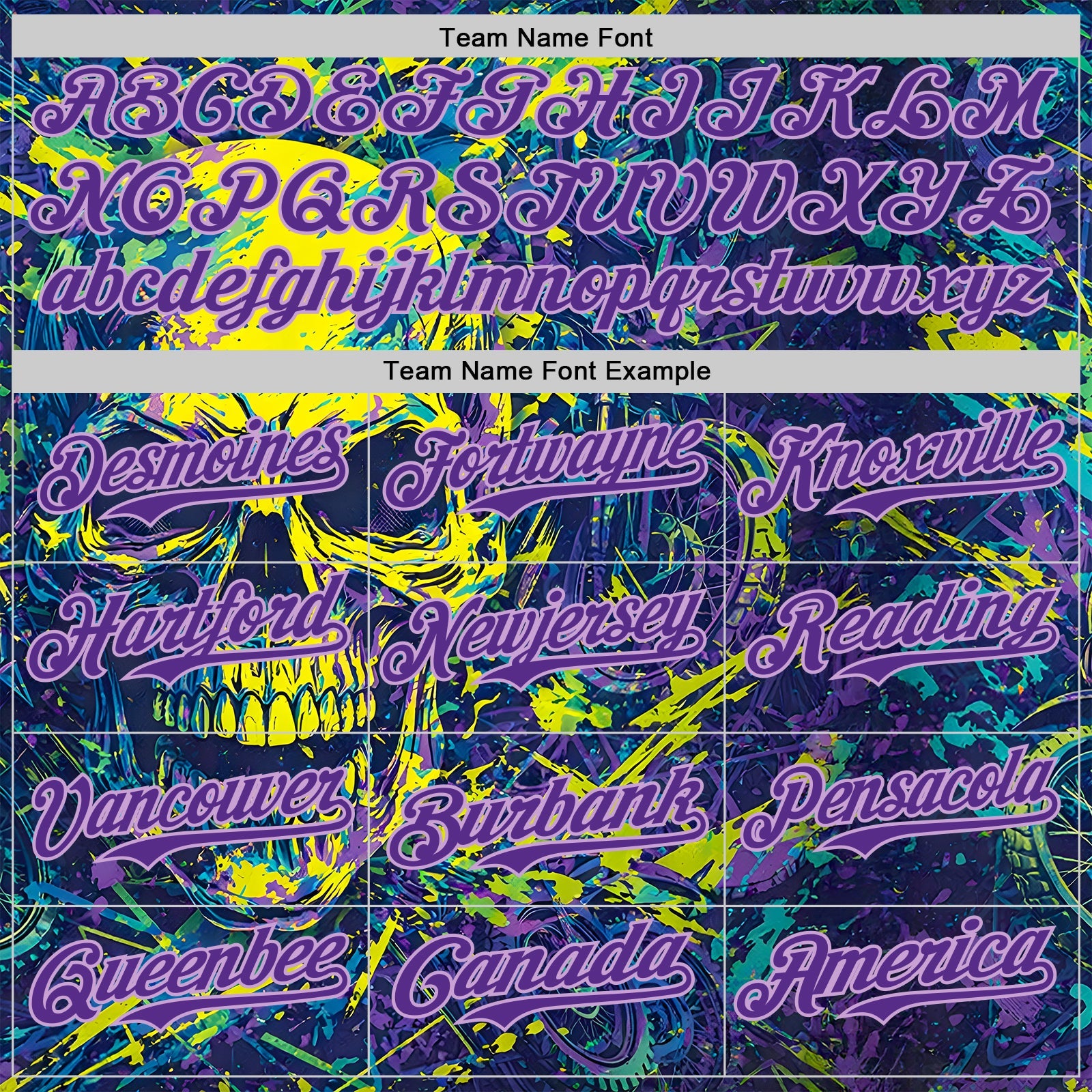 Custom Blue Purple Yellow-Light Purple 3D Pattern Design Motorcycle Motocross Skull Authentic Baseball Jersey