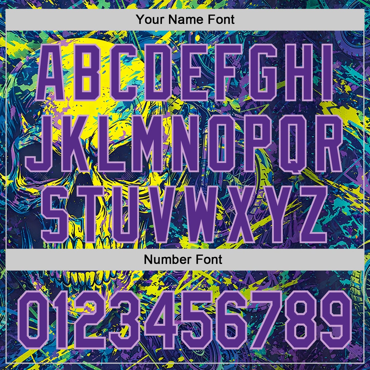 Custom Blue Purple Yellow-Light Purple 3D Pattern Design Motorcycle Motocross Skull Authentic Baseball Jersey