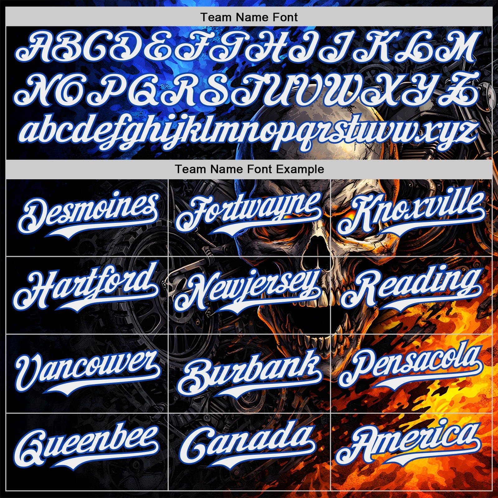 Custom Black White-Thunder Blue 3D Pattern Design Motorcycle Motocross Skull Authentic Baseball Jersey