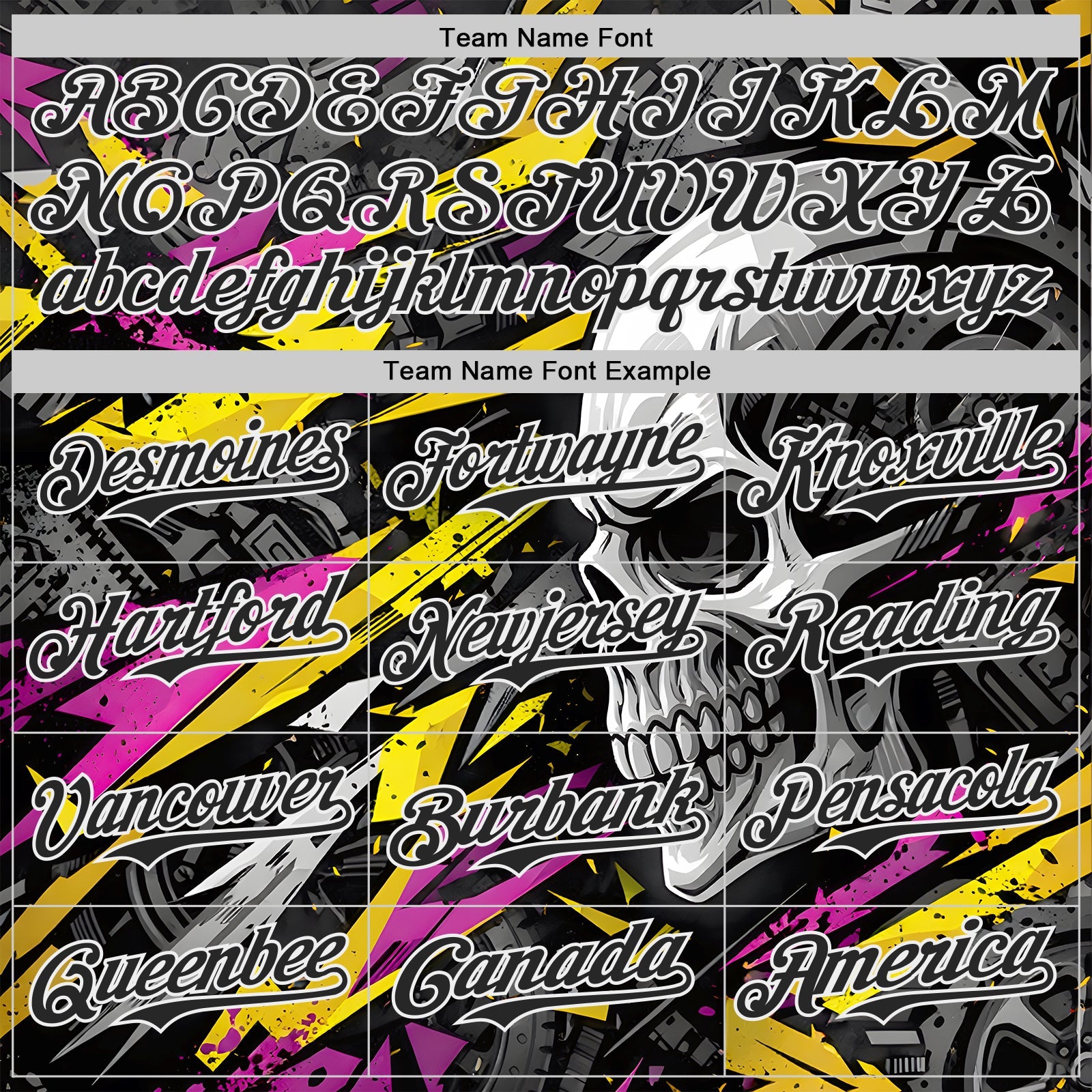 Custom Black Yellow Deep Pink-White 3D Pattern Design Motorcycle Motocross Skull Authentic Baseball Jersey