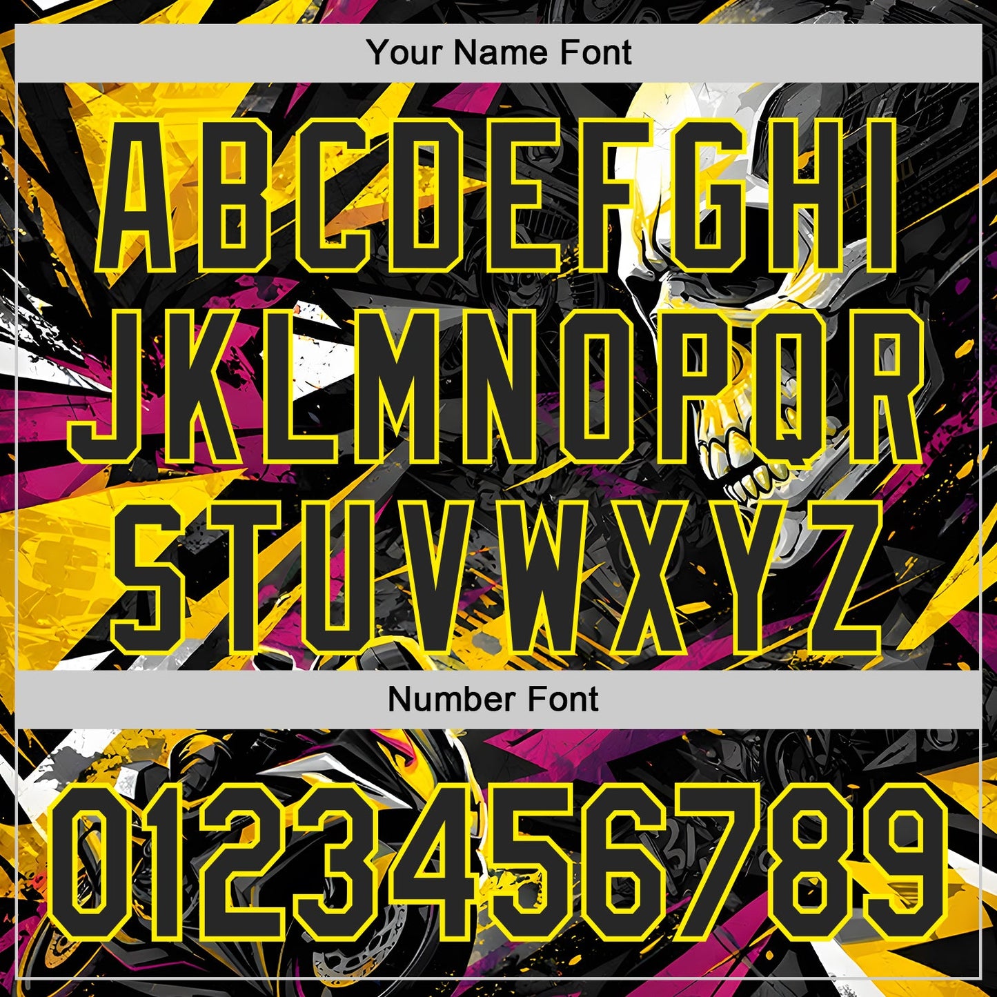 Custom Black Deep Pink-Light Yellow 3D Pattern Design Motorcycle Motocross Skull Authentic Baseball Jersey