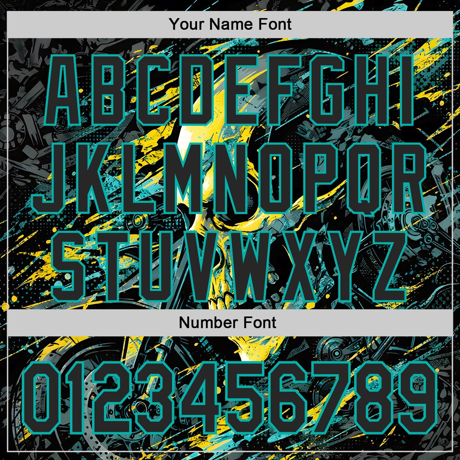 Custom Black Yellow-Aqua 3D Pattern Design Motorcycle Motocross Skull Authentic Baseball Jersey