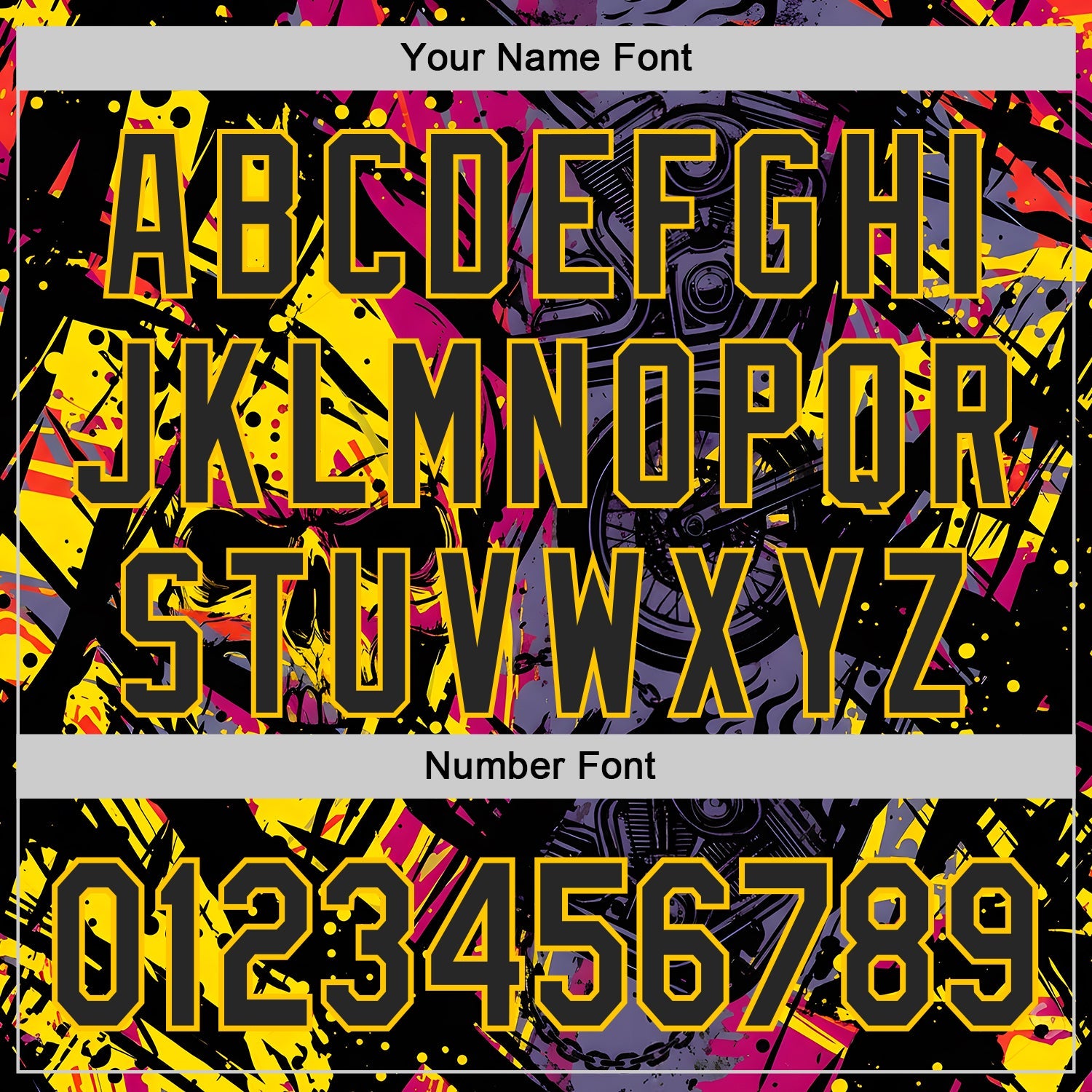 Custom Purple Black Deep Pink-Yellow 3D Pattern Design Motorcycle Motocross Skull Authentic Baseball Jersey