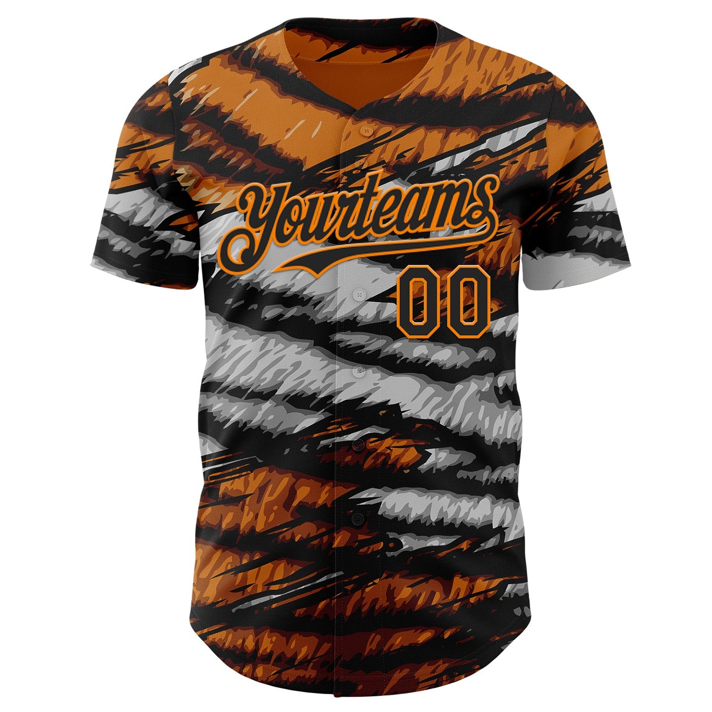 Custom Orange Black Gray-Bay Orange Tiger Stripe Scratch Authentic Baseball Jersey