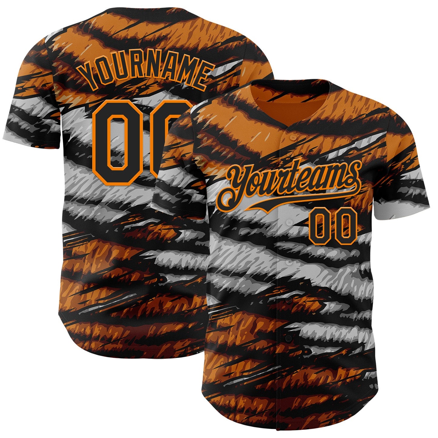 Custom Orange Black Gray-Bay Orange Tiger Stripe Scratch Authentic Baseball Jersey