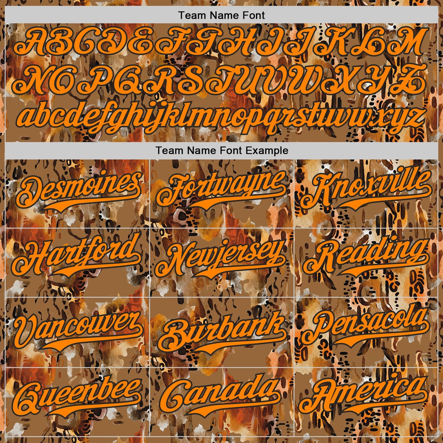 Custom Brown Bay Orange-Black Leopard Print Authentic Baseball Jersey