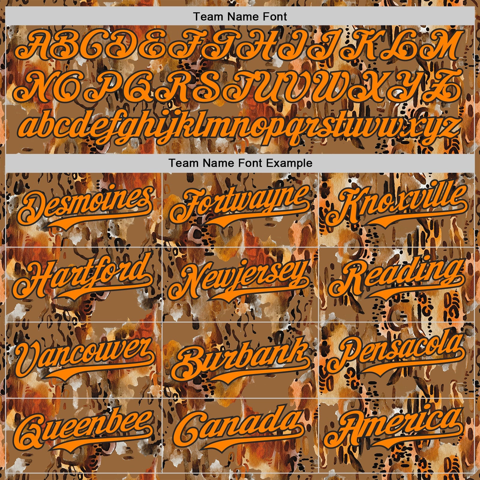 Custom Brown Bay Orange-Black Leopard Print Authentic Baseball Jersey