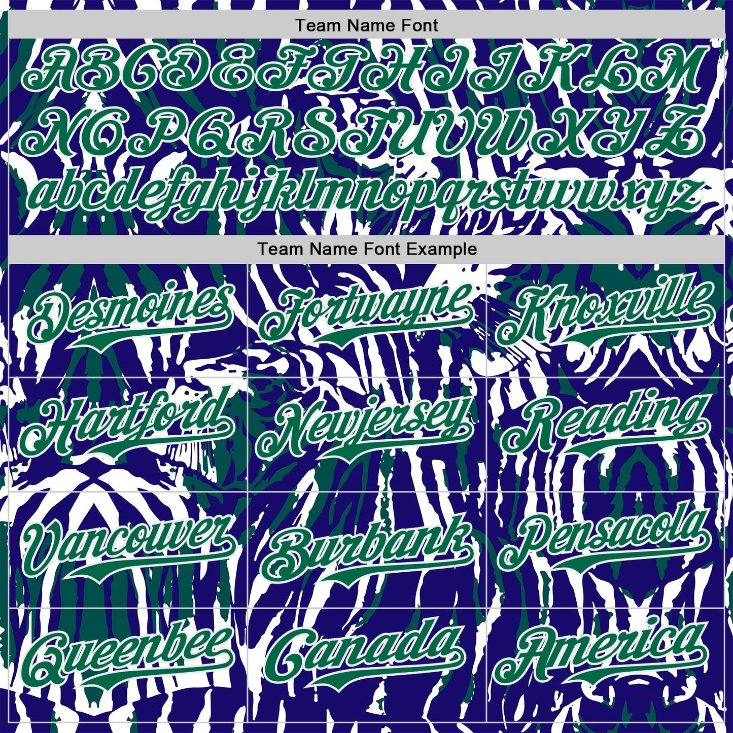 Custom Blue Kelly Green-White Tiger Stripe Print Authentic Baseball Jersey